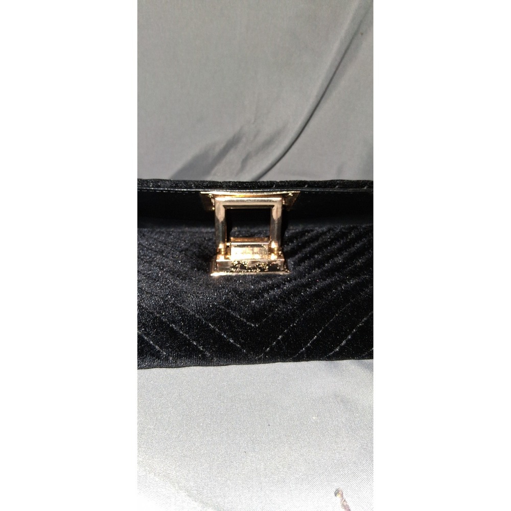 Dune London Black Velvet Quilted Clutch Evening Bag Wallet - Picture 3 of 5